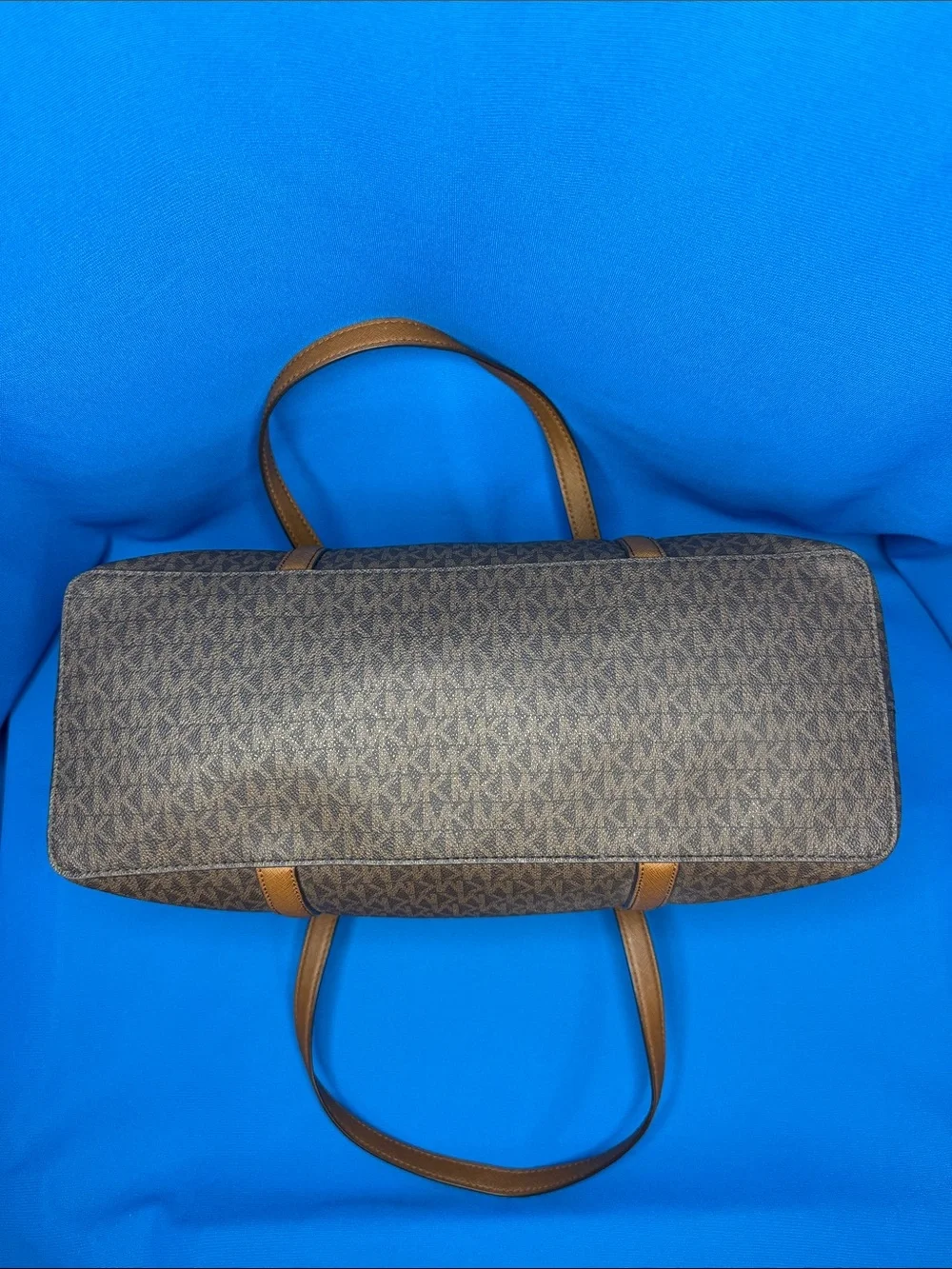 MICHAEL KORS LARGE SADY CARRYALL BROWN SIGNATURE LOGO LAPTOP / SHOULDER TOTE BAG